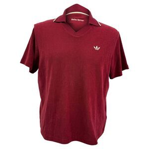 Adidas Wales Bonner Polo Shirt in Burgundy Cotton